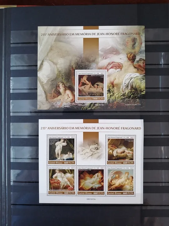Гвинея Бисау-Живопись-Жан Оноре Фрагонар-2021. Чистый полный красивый комплект-Блок+М/Лист.MNH. Ціна