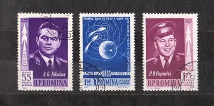 фото, КОСМОС = НИКОЛАЕВ - ПОПОВИЧ = РУМУНІЯ - РУМЫНИЯ = 1962 р. = гаш. ==