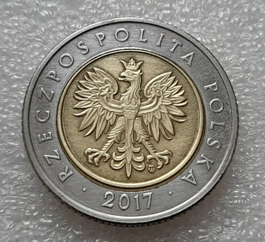(8082 ря) 5 злотих 2017 Польща (злотий, злоті, злотый, Польша, Polska) невелике зміщення Ціна