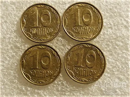 фото, 10 копійок 2004 рік Україна " Штемпельний Блиск 4 штуки одним лотом " (41...)
