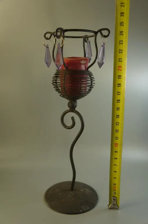 Подсвечник в виде цветка с висюльками капельками со свечкой высота 24,5 см №10638 З аукціону