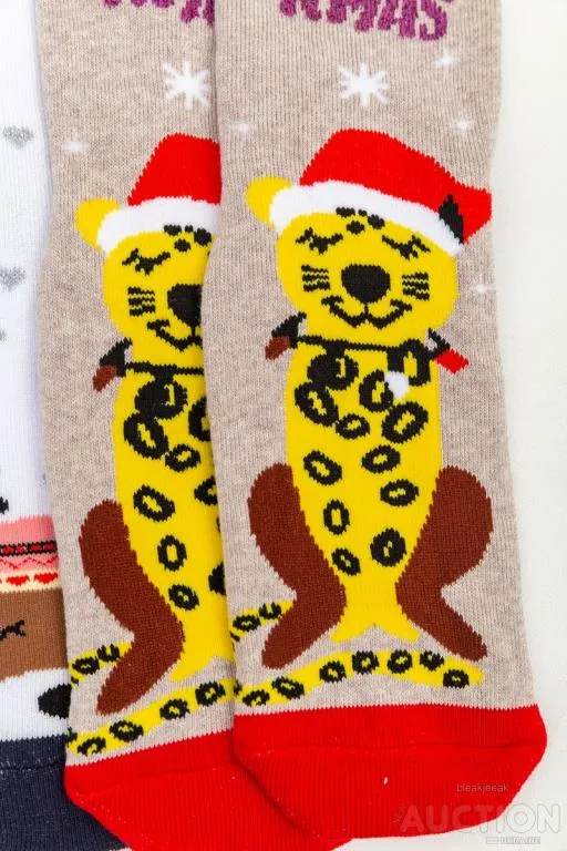 Комплект женских носков новогодних 3 пары, цвет бежевый,белый,серый, 151R265 З аукціону