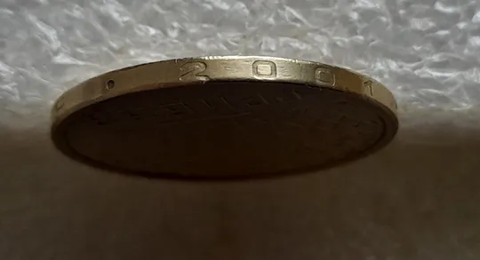 (7492) 1 гривня 2001 1АД1 широкий кант реверса + круговий виробіток штампа (1 гривна 2001) Інтернет-аукціон