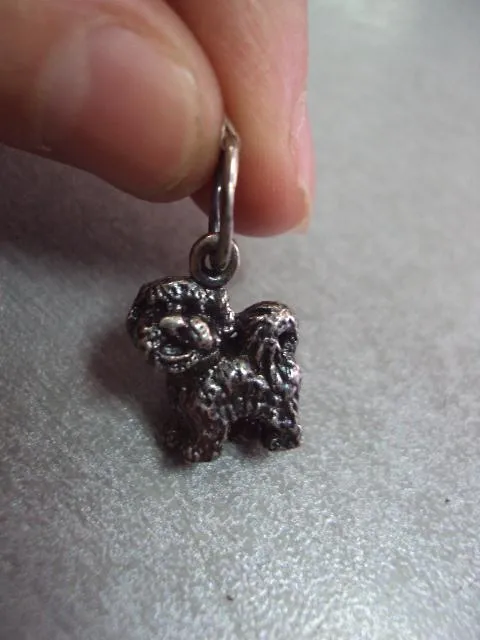 подвеска кулон собака щенок собачка пудель серебро 925 проба вес 4,84 г Ціна