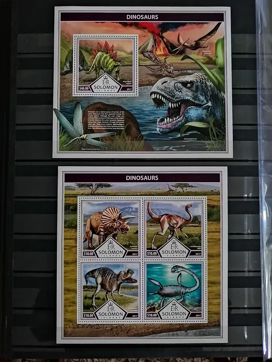Соломоновы о-ва.- Динозавры-2007. Чистый полный комплект-Блок+ М/Лист. MNH. З аукціону