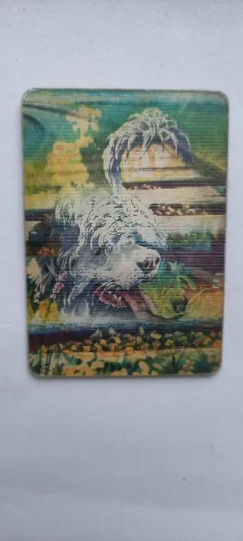 Купити Переливной календарик СССР пёс и его хозяин 1982 г     tv381