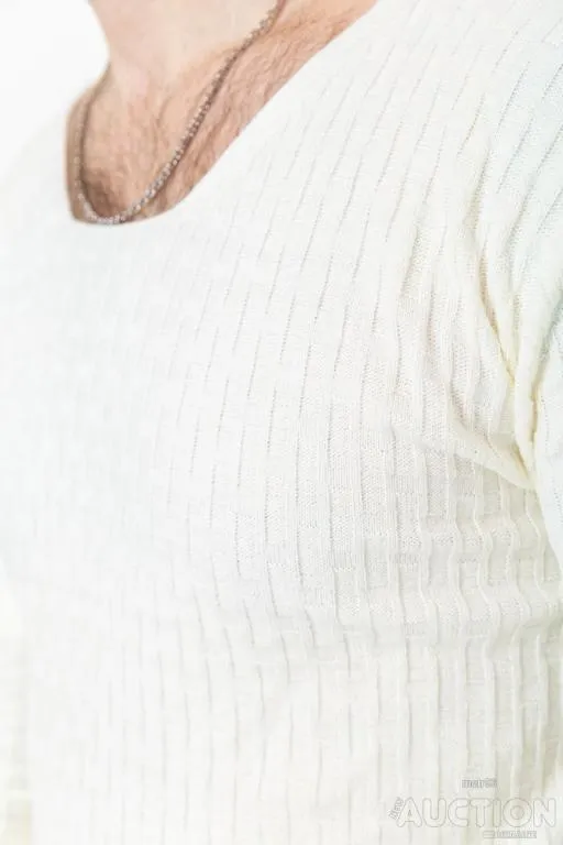 Свитер мужской однотонный, цвет молочный, 235R1394 Де купити