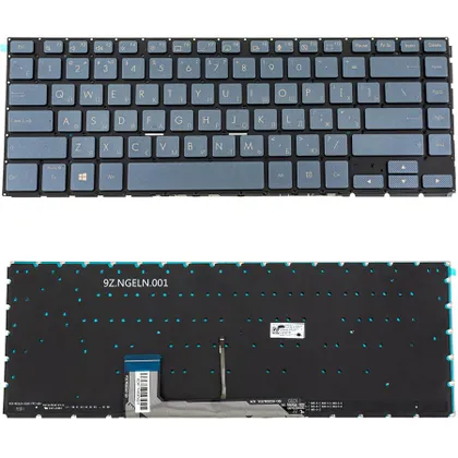 фото, Клавіатура для ноутбука ASUS (W700 series) rus, blue-gray, без фрейму, підсвічування клавіш (ОРИГИНАЛ)