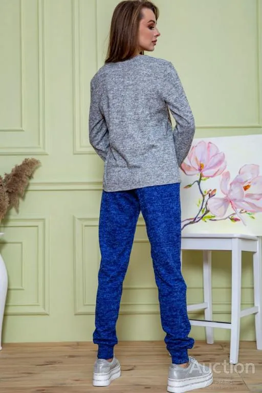 Женский костюм штаны + кофта, серо-синего цвета, 172R1211-2 Недорого