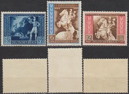 фото, 1942 - Рейх - Поштовий конгрес Mi.820-22 **/*