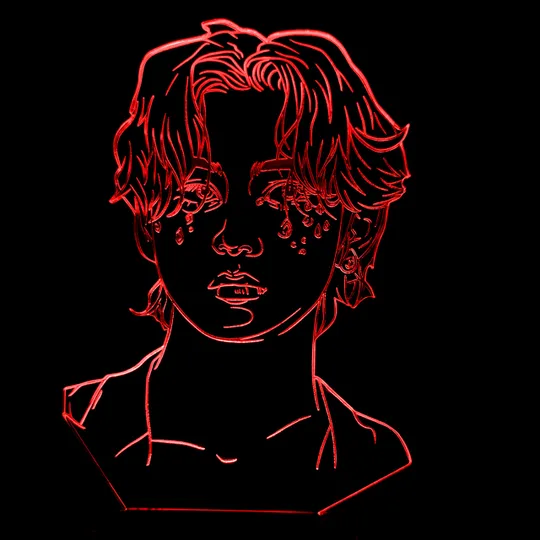 Акриловий світильник-нічник BTS Кім Техен "V" червоний tty-n001040 Ціна