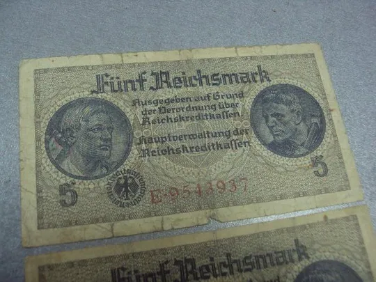 Купити банкнота 5 рейхсмарок 1939 год  лот 2 шт №172