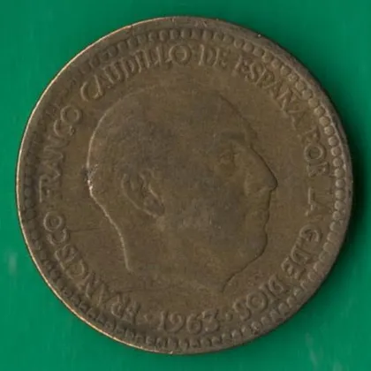 фото, 1 песета 1963 (1966) року Іспанія [КВ]