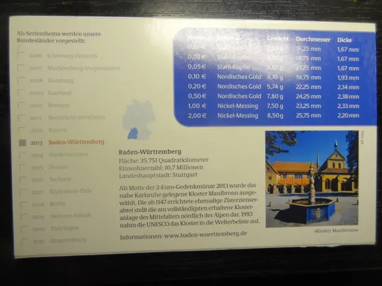 Комплект євромонет Німеччини 2013 F (повний комплект+ 2 ювілейні) UNC Продаж