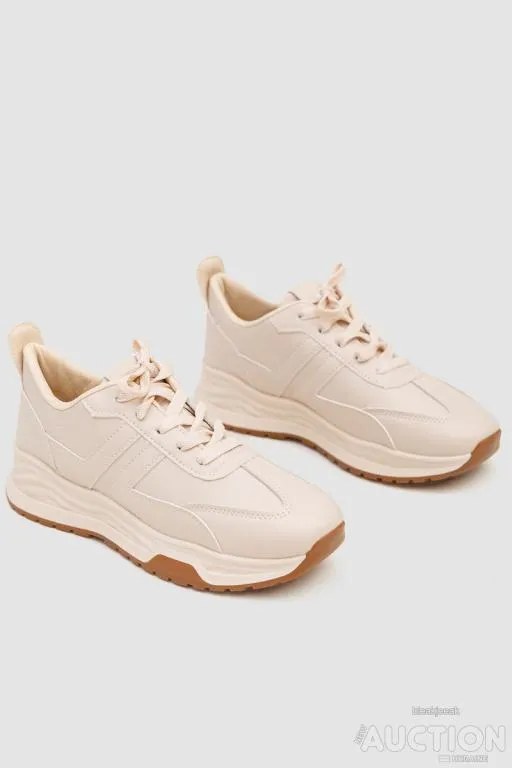 Кроссовки женские экокожа, цвет светло-бежевый, 243R186-126 З аукціону
