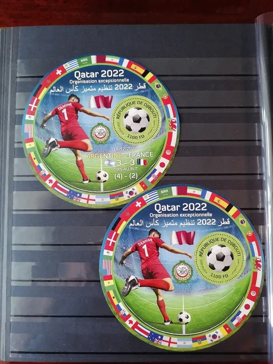Джибути-Футбол-Катар-2022. Чистый полный красивый комплект-2 Круглых Блока .  MNH. Ціна