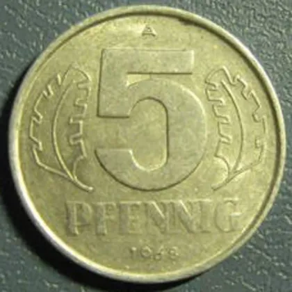 фото, 5 пфенінгів 1968 A НДР