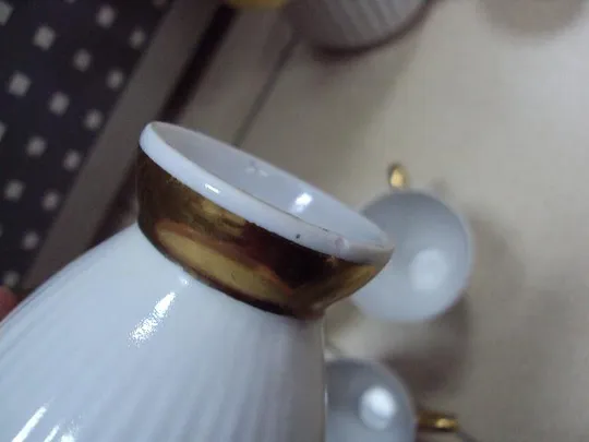 Сервиз кофейный набор чайник, сливочник и чашки фарфор полонное лот №10974 Характеристики