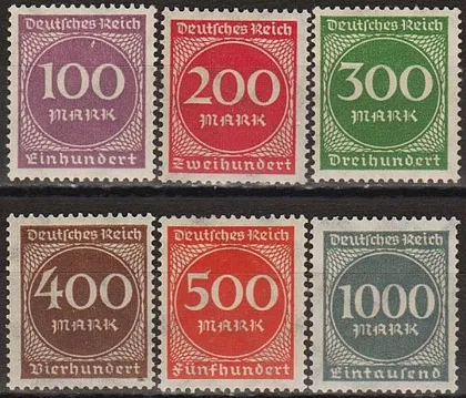 фото, 1923 - Німеччина - Стандарт - Деномінація Mi.268-73 _3,50 € **