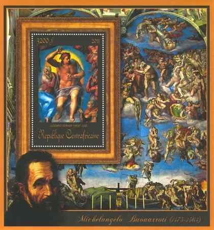 фото, ЦАР-Живопись-Микеланджело-2011. Чистый красивый Блок. MNH.