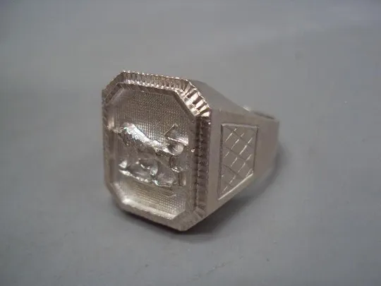 Мужской перстень кольцо печатка зодиак Лев гороскоп серебро Украина вес 9,93 г размер 23,5 №15141 Продаж