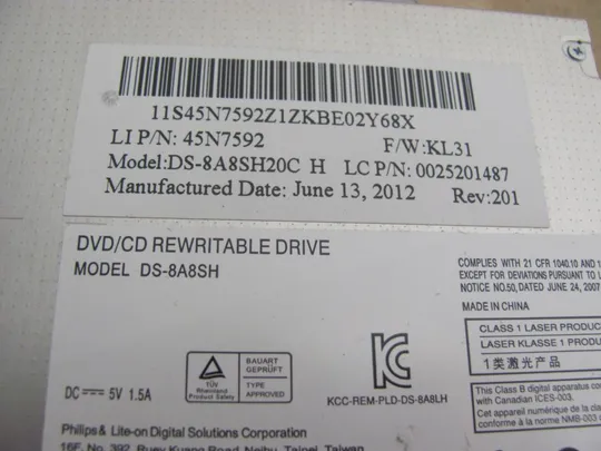 541-11 DVD привід для LENOVO IdeaPad G770 Y770 G780 оригінал З аукціону