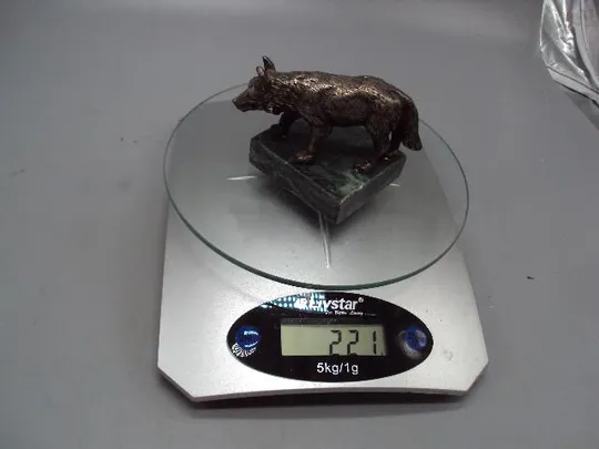 Фигура на подставке статуэтка волк серебро 925 проба вес 221 г размер 5,3х8,7х5,2х5,2 см №14274 З аукціону
