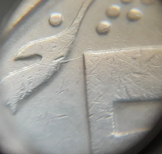 (7379) 50 копійок 1992 1АГм брак XXXL (викрошка на реверсі) + розкол (50 копеек 1992 1АГм трапеція трапеция) З аукціону