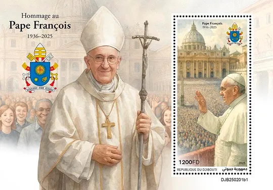 Купити Джибути -Папа Франциск-2025.Чистый полный комплект-Блок+2 М/Листа. MNH.