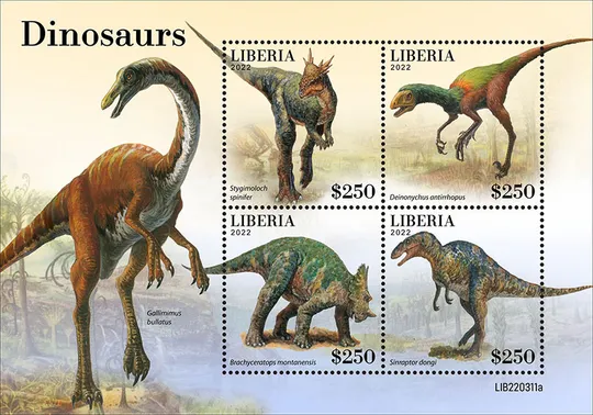 Либерия -Динозавры-2022.Чистый полный красивый комплект.MNH. Ціна