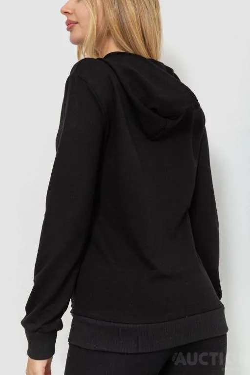 Худи женский двухнитка, цвет черный, 229R151-1 Продаж