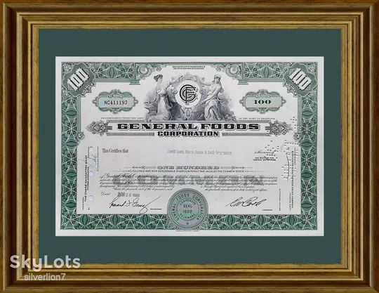 Акція Сертифікат на 100 Акцій General Foods Corporation 1968 США Mt 16 З аукціону