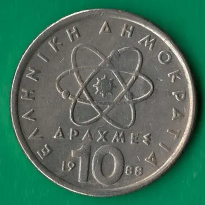 фото, 10 драхм 1988 року Греція [КВ]
