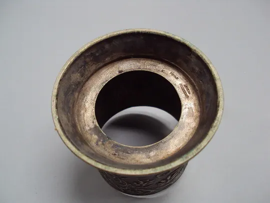 Подстаканник МПС Артель мосювелир мельхиор узор цветы высота 7,6 см, диаметр 6,8 см №15453А На торгах