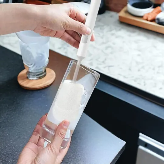 Губка для мытья стаканов, бутылок с длинной ручкой и сменной насадкой 28*5,5 см Характеристики