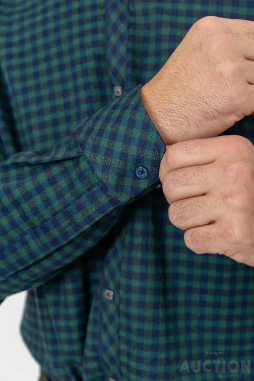 Рубашка мужская в клетку байковая, цвет зелено-синий, 214R16-33-164 Де купити