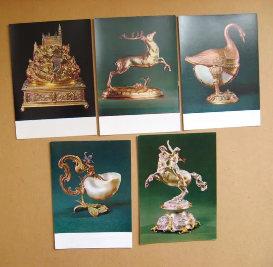 СЕРЕБРЯННЫЕ ФИГУРНЫЕ СОСУДЫ ХVI-XVII вв. - ОРУЖЕЙНАЯ ПАМАТА = КОМПЛЕКТ ОТКРЫТОК 1978 г. = 22 шт. # Де купити