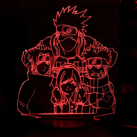 Акриловий світильник-нічник Какаші і Команда 7 червоний tty-n001964 Ціна