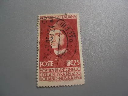 фото, марка Италия 1953 выставка антонелло и сицилийской мессины 15-го века 25 лир личности гаш №2875