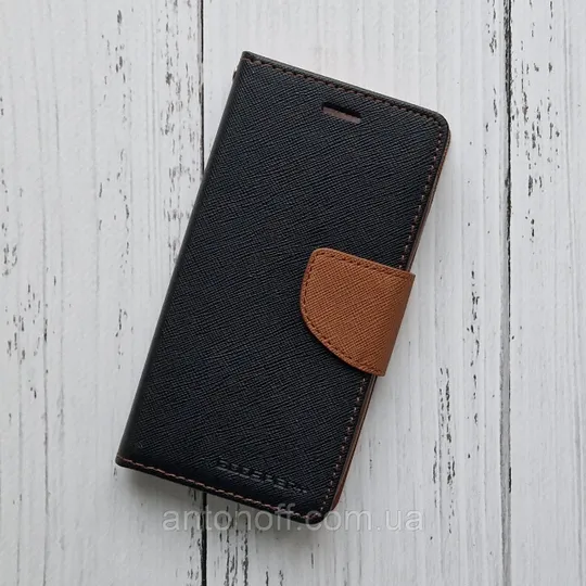 Чохол книжка Xiaomi Redmi 2 для телефона Mercury Goospery Коричнево-чорний Ціна