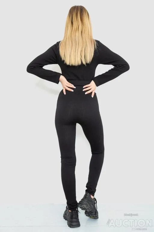 Костюм женский в рубчик, цвет черный, 244R14302 Продаж