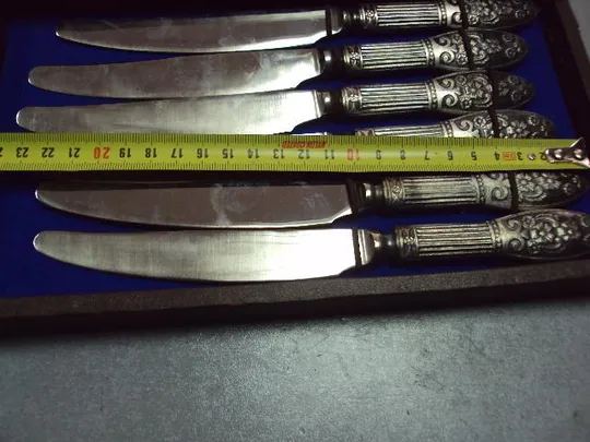 Набор в коробке ножи столовые узор цветы цветочки нержавейка ссср 27х15,5 см лот 6 шт №11351 З аукціону