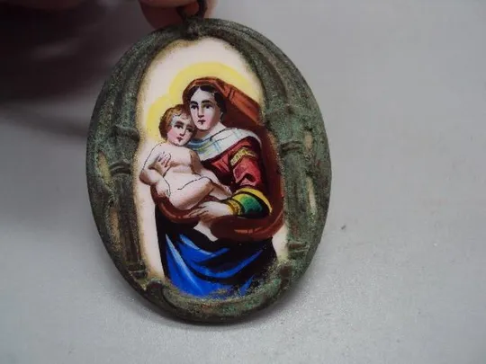 Подвеска икона финифть Sancta Maria Mater Dei ora pro nobis! Святая Мария Матерь Божия, молись о наc Ціна