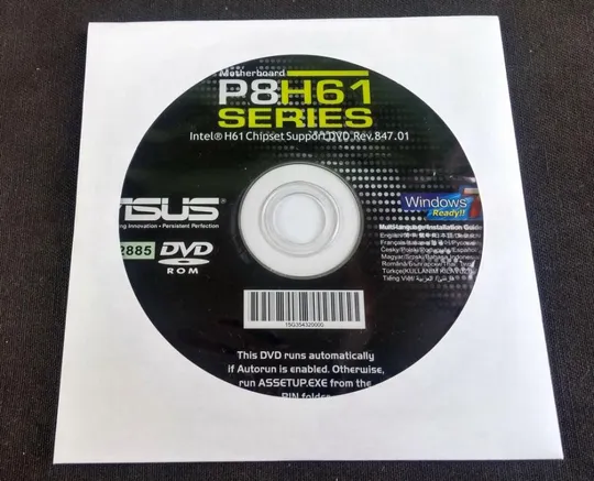 DVD, CD диск с драйверами для материнских плат ASUS P5B, P5KPL, P7H55, P8H61, P8H67, P8B75 Де купити
