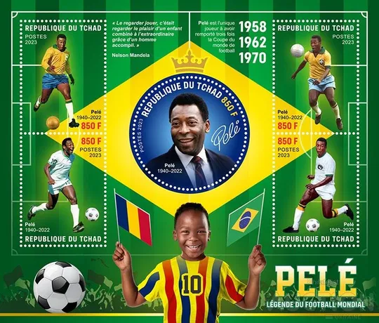 Футбол-Пеле-Совместный выпуск 8 администраций-2023. Чистый полный красивый комплект-8 М/Листов разных стран.MNH. Характеристики