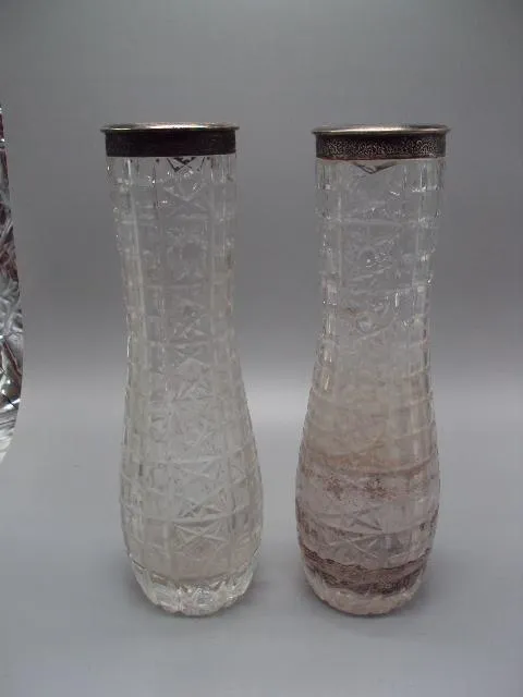 Ваза хрусталь мнц ссср лот 2 шт высота 28,5 см и 28,9 см №13296 Ціна