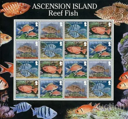 Вознесения о-ва-Рифовые Рыбы-2010.Чистый полный красивый комплект.MNH. Ціна