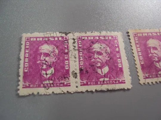 Купити марки сцепка Бразилия 1955-1964 стандарт личности Руи Барбоса лот 3 шт гаш №3603