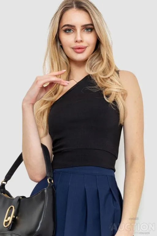 Топ однотонный стрйчевый, цвет черный, 186R032 Ціна
