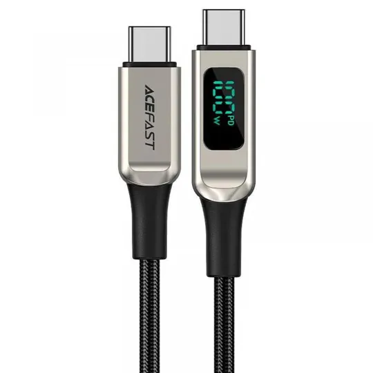 Дата кабель Acefast C6-03 USB-C to USB-C 100W zinc alloy digital display braided (2m) Ціна